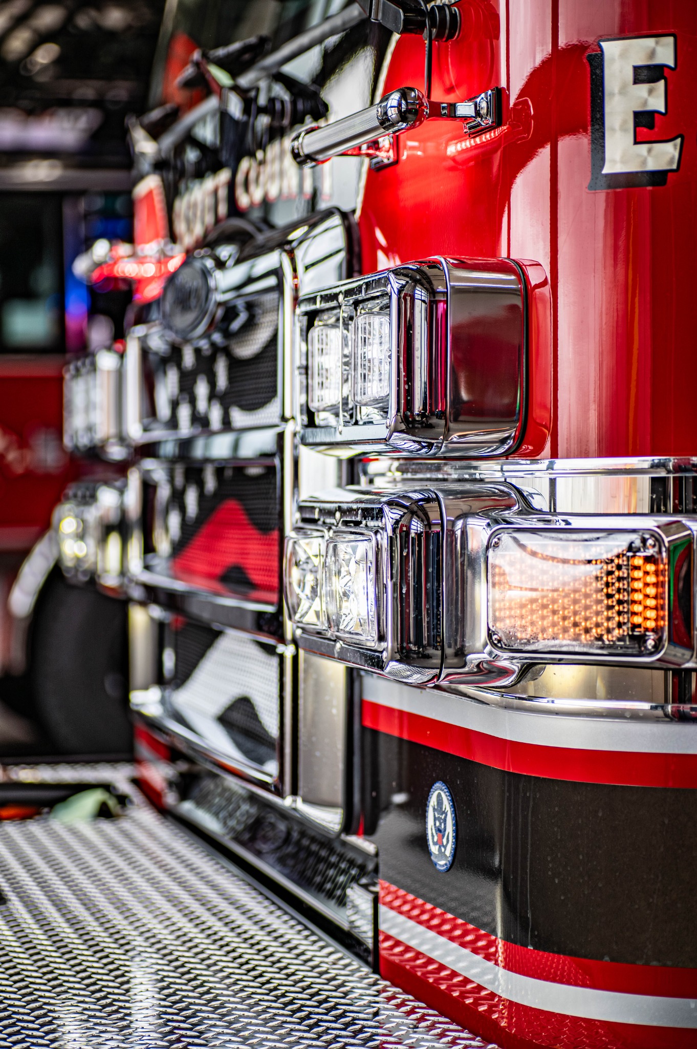 Close-up view of a Scott County Fire Department engine